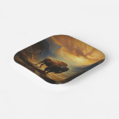 Buffalo Bison Sunset Silhouette Pappteller (Gewinkelt)