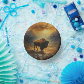 Buffalo Bison Sunset Silhouette Pappteller (Party)