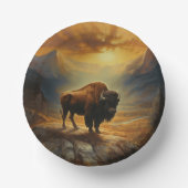 Buffalo Bison Sunset Silhouette Pappteller (Vorderseite)