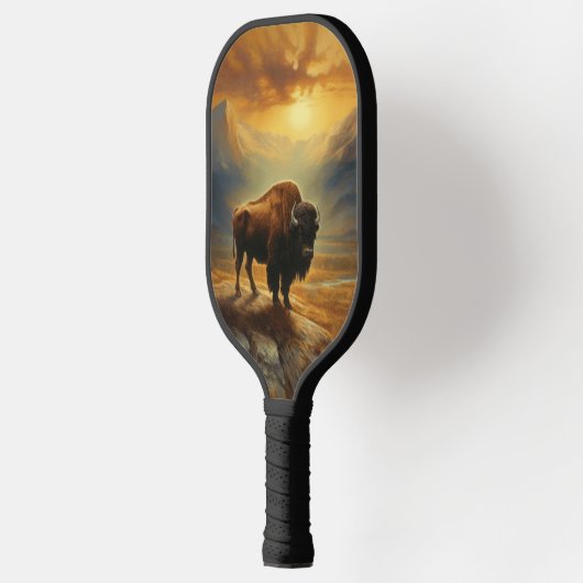 Buffalo Bison Sunset Silhouette Pickleball Schläger (Links)