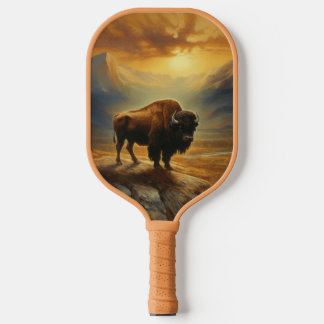 Buffalo Bison Sunset Silhouette Pickleball Schläger