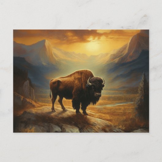 Buffalo Bison Sunset Silhouette Postkarte (Vorderseite)