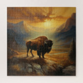 Buffalo Bison Sunset Silhouette Puzzle (Vertikal)