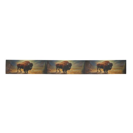 Buffalo Bison Sunset Silhouette Satinband (Vorderseite)