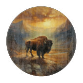 Buffalo Bison Sunset Silhouette Schneidebrett (Vorderseite)