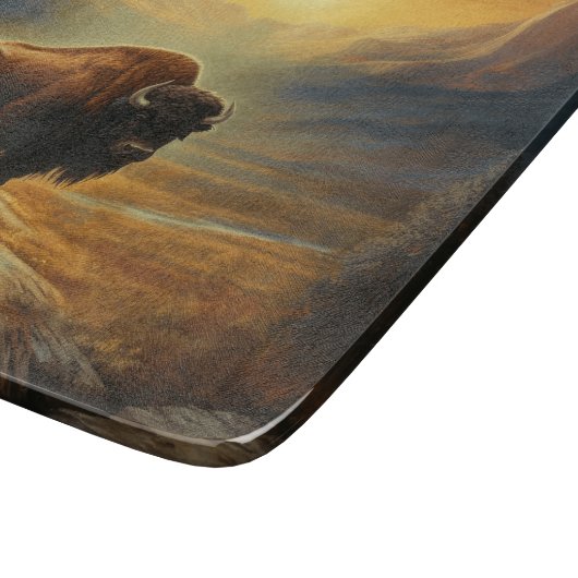 Buffalo Bison Sunset Silhouette Schneidebrett (Ecke)