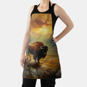 Buffalo Bison Sunset Silhouette Schürze
