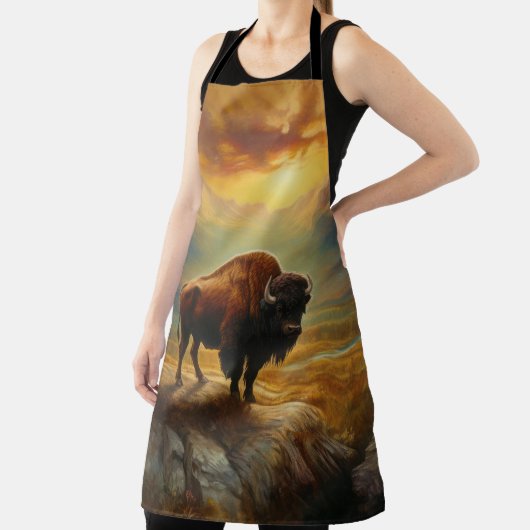 Buffalo Bison Sunset Silhouette Schürze (InSitu)