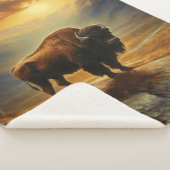 Buffalo Bison Sunset Silhouette Sherpadecke (3/4)
