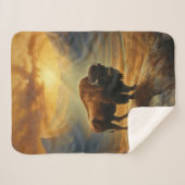 Buffalo Bison Sunset Silhouette Sherpadecke (Vorderseite (Horizontal))