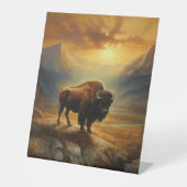 Buffalo Bison Sunset Silhouette Sockelschild (Vorderseite)