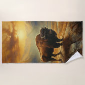 Buffalo Bison Sunset Silhouette Strandtuch (Vorderseite)