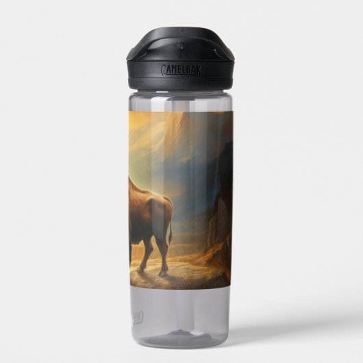 Buffalo Bison Sunset Silhouette Trinkflasche (Rückseite)