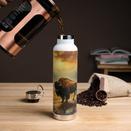 Buffalo Bison Sunset Silhouette Trinkflasche