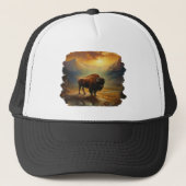 Buffalo Bison Sunset Silhouette Truckerkappe (Vorderseite)