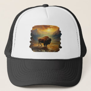 Buffalo Bison Sunset Silhouette Truckerkappe