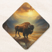 Buffalo Bison Sunset Silhouette Untersetzer (Vorderseite)