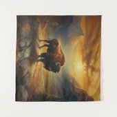 Buffalo Bison Sunset Silhouette Wandteppich (Vorderseite (Horizontal))