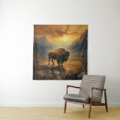 Buffalo Bison Sunset Silhouette Wandteppich (Beispiel)