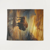 Buffalo Bison Sunset Silhouette Wandteppich (Vorderseite (Horizontal))