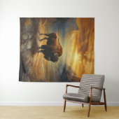 Buffalo Bison Sunset Silhouette Wandteppich (Beispiel (Horizontal))