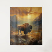 Buffalo Bison Sunset Silhouette Wandteppich (Vorderseite)
