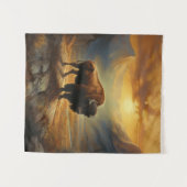 Buffalo Bison Sunset Silhouette Wandteppich (Vorderseite (Horizontal))