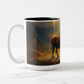Buffalo Bison Sunset Silhouette Zweifarbige Tasse (Links)