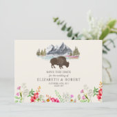 Buffalo Bison Wasserfarbengebirge Blumenzehen Save The Date (Stehend Vorderseite)