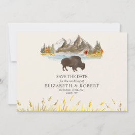 Buffalo Bison Wasserfarbengebirge Hochzeit Save The Date