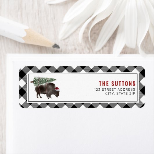 Buffalo Bison Weihnachtsbaum Kariert (Insitu)