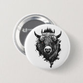 Buffalo Bison Wild Animal Nature Illustration Art Button (Vorne & Hinten)