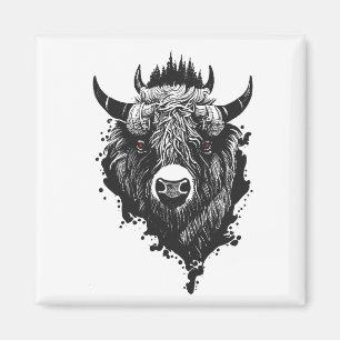 Buffalo Bison Wild Animal Nature Illustration Art Magnet