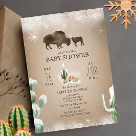 Buffalo Bison Winter Desert Cactus Baby Shower Einladung