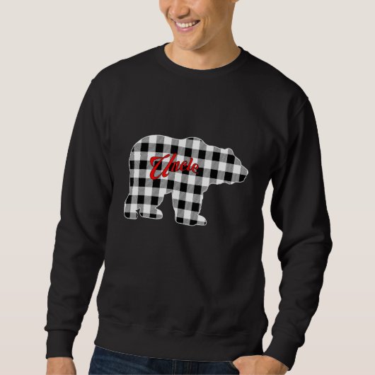 Buffalo Black and White Plaid Uncle Bear Christmas Sweatshirt (Vorderseite)