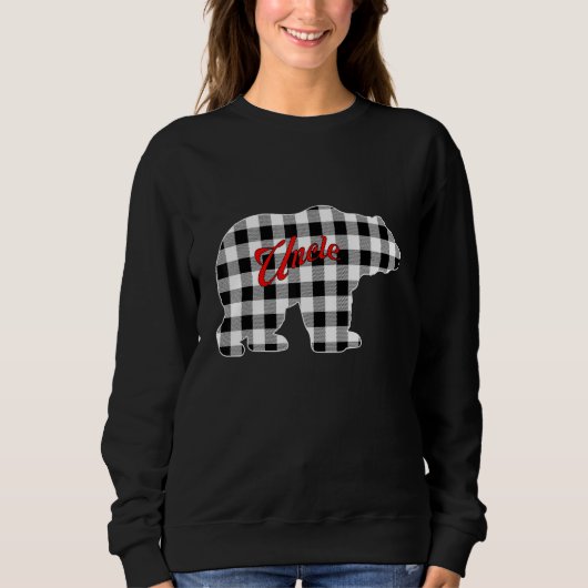 Buffalo Black and White Plaid Uncle Bear Christmas Sweatshirt (Vorderseite)
