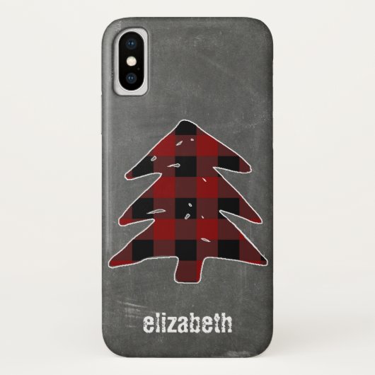 Buffalo Black Red Karierte Weihnachtsbaum Chalkboa Case-Mate iPhone Hülle (Rückseite)