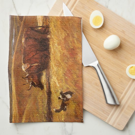 Buffalo Bones Plowinz von Harvey Thomas Dunn Geschirrtuch (Viertel Falte)