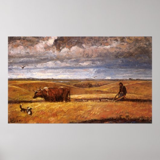 Buffalo Bones Plowinz von Harvey Thomas Dunn Poster (Vorne)
