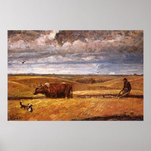 Buffalo Bones Plowinz von Harvey Thomas Dunn Poster (Vorne)
