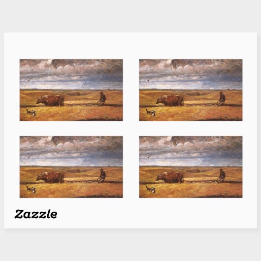 Buffalo Bones Plowinz von Harvey Thomas Dunn Rechteckiger Aufkleber (Blatt)