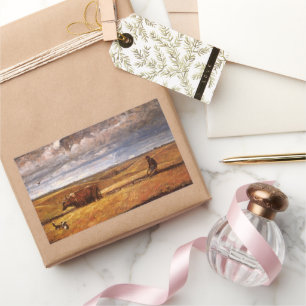 Buffalo Bones Plowinz von Harvey Thomas Dunn Rechteckiger Aufkleber