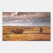 Buffalo Bones Plowinz von Harvey Thomas Dunn Rechteckiger Aufkleber (Vorderseite)
