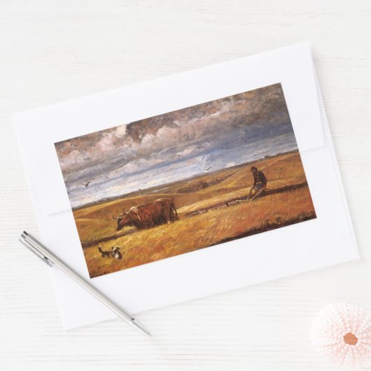 Buffalo Bones Plowinz von Harvey Thomas Dunn Rechteckiger Aufkleber (Umschlag)