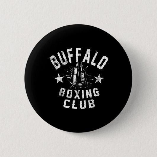 Buffalo Boxing Club - Vintager, gestörter Boxer Button (Vorderseite)