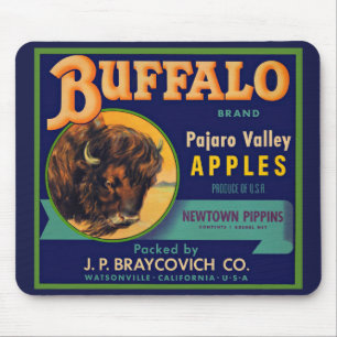 Buffalo Brand Äpfel der 1930er Jahre kratzen Etike Mousepad