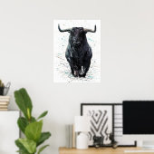 Buffalo Bull Aquarellmalerei Poster (Heimbüro)