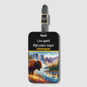 Buffalo by Serene River in Mountains Gepäckanhänger (Vorderseite Vertikal)