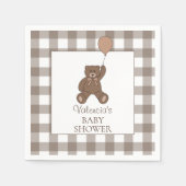 Buffalo Check Brown White Teddy Bear Baby Shower Serviette (Vorderseite)
