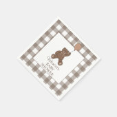 Buffalo Check Brown White Teddy Bear Baby Shower Serviette (Ecke)